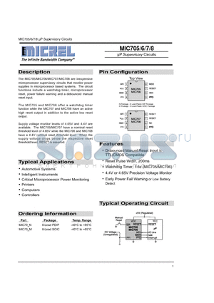 MIC705 datasheet - Supervisory Circuits