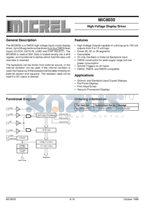 MIC8030 datasheet - High-Voltage Display Driver