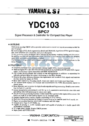 YDC103 datasheet - Signal Processor & Controller for Compact Disc Player