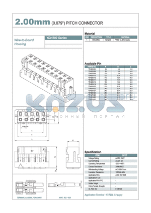 YDH200-16 datasheet - 2.00mm PITCH CONNECTOR