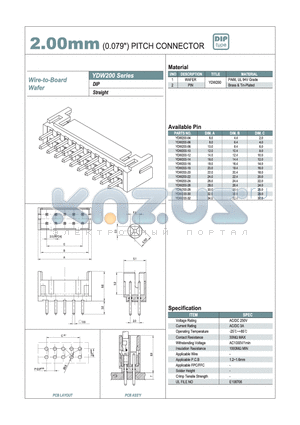 YDW200-20 datasheet - 2.00mm PITCH CONNECTOR