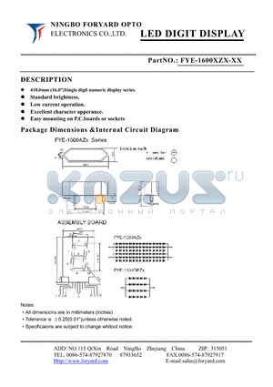 YE-1600XZX-3 datasheet - LED DIGIT DISPLAY