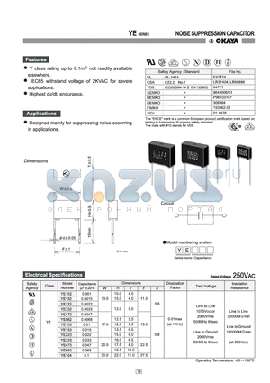 YE682 datasheet - NOISE SUPPRESSION CAPACITOR