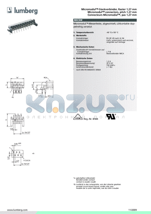 MICSW12 datasheet - Micromodul-Steckverbinder, Raster 1,27 mm