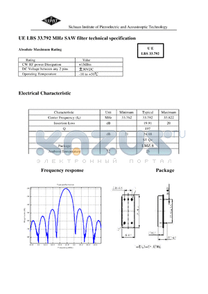 LBS33792 datasheet - SAW filter technical specification