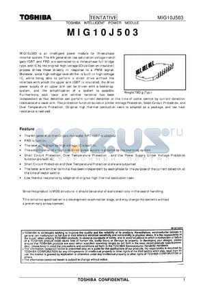 MIG10J503 datasheet - TOSHIBA INTELLIGENT POWER MODULE