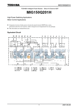 MIG150Q201H datasheet - TOSHIBA Intelligent Power Module Silicon N Channel IGBT