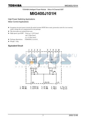 MIG400J101H datasheet - TOSHIBA Intelligent Power Module Silicon N Channel IGBT