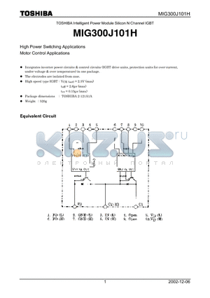 MIG300J101H datasheet - TOSHIBA Intelligent Power Module Silicon N Channel IGBT