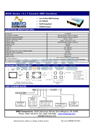 MIHK302048H-32.768KHZ-T datasheet - 5 x 7 Ceramic SMD Oscillator