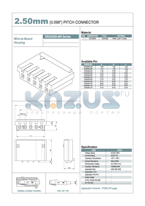 YESH250-03P datasheet - 2.50mm PITCH CONNECTOR