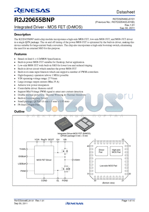 R2J20655BNP datasheet - Integrated Driver - MOS FET (DrMOS)