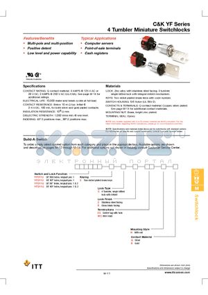 YF011U2C2WCNQB datasheet - 4 Tumbler Miniature Switchlocks