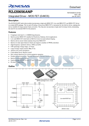 R2J20656ANPG0 datasheet - Integrated Driver - MOS FET (DrMOS)