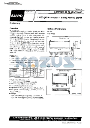 LC338128PL datasheet - 1MEG (131072 WORDS X 8BITS) PSEUDO-SRAM