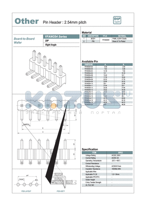 YFAW254-05 datasheet - Pin Header : 2.54mm pitch