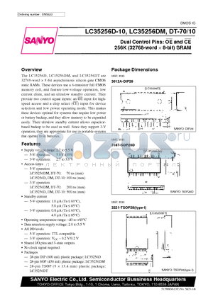 LC35256DT-10 datasheet - Dual Control Pins: OE and CE 256K (32768-word X 8-bit) SRAM