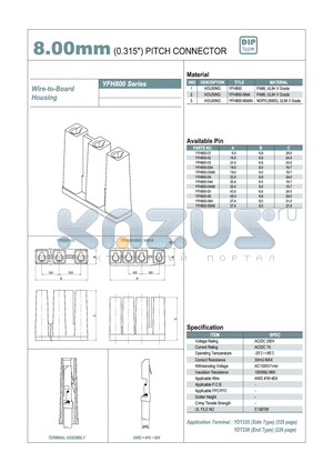 YFH800-03 datasheet - 8.00mm PITCH CONNECTOR