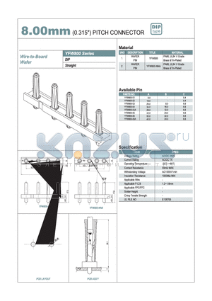 YFW800-04A datasheet - 8.00mm PITCH CONNECTOR