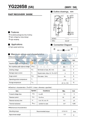 YG226S8 datasheet - FAST RECOVERY DIODE