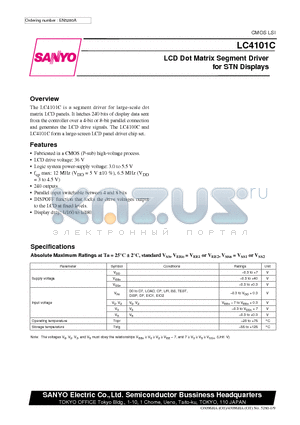 LC4101C datasheet - LCD Dot Matrix Segment Driver for STN Displays