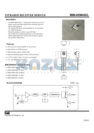 MIM-0KM4AKL datasheet - INFRARED RECEIVER MODULE