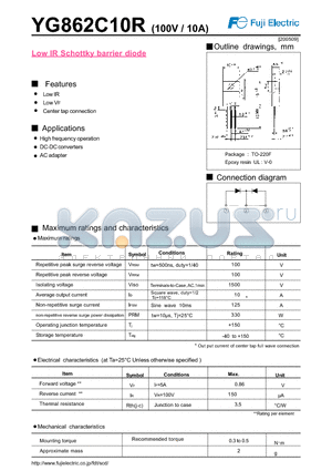 YG862C10R datasheet - Low IR Schottky barrier diode