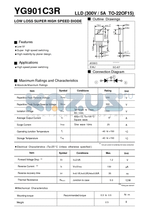 YG901C3R datasheet - LOW LOSS SUPER HIGH SPEED DIODE