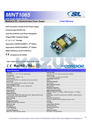 MINT1065X2475C01 datasheet - 65W Single Output Series