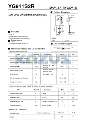 YG911S2R datasheet - LOW LOSS SUPER HIGH SPEED DIODE