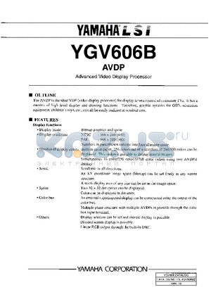 YGV606B datasheet - ADVANCED VIDEO DISPLAY PROCESSOR