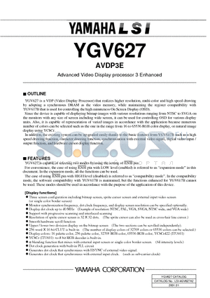 YGV627 datasheet - AVDP3E - Advanced Video Display processor 3 Enhanced