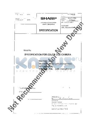 YH-8B58 datasheet - SPECIPICATION FOR COLOR CCD CAMERA