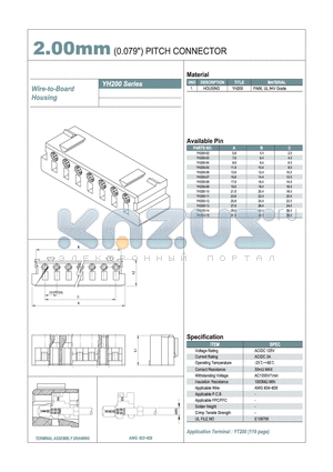 YH200-02 datasheet - 2.00mm PITCH CONNECTOR