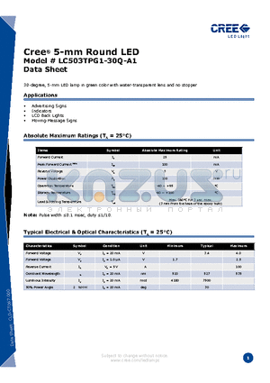 LC503TPG1-30Q-A1 datasheet - 5-mm Round LED