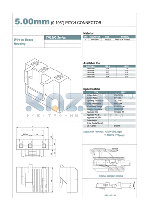 YHL500-05P datasheet - 5.00mm PITCH CONNECTOR