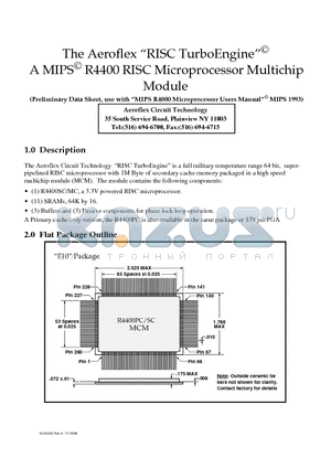 R4430PCP10MCM datasheet - A MIPS R4400 RISC Microprocessor Multichip Module