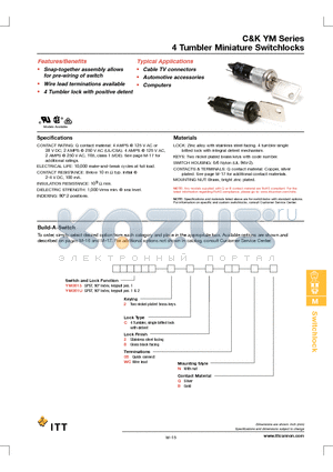 YM061U2C2WCNQB datasheet - 4 Tumbler Miniature Switchlocks