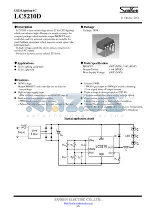 LC5210D datasheet - Hybrid Integrated Circuit