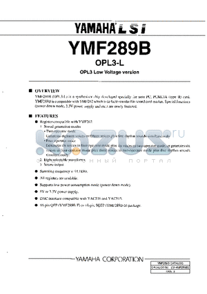 YMF289B datasheet - OPL3 LOW VOLTAGE VERSION
