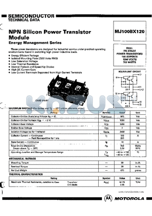 MJ100BX120 datasheet - NPN Silicon Power Transistor