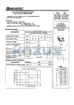 MJ11030 datasheet - POWER TRANSISTOR(50A,60-120V,300W)