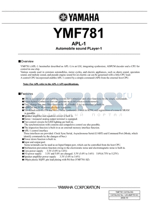 YMF781 datasheet - APL-1 Automobile sound PLayer-1