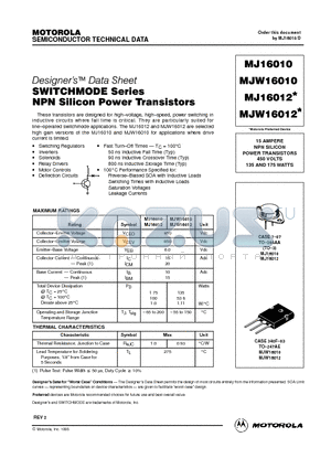 MJ16012 datasheet - NPN SILICON POWER TRANSISTORS