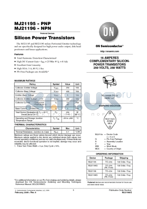 MJ21196 datasheet - Silicon Power Transistors