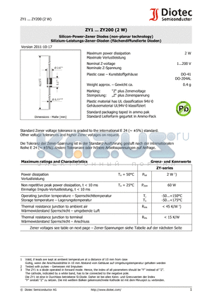 ZY22 datasheet - Silicon-Power-Zener Diodes (non-planar technology)