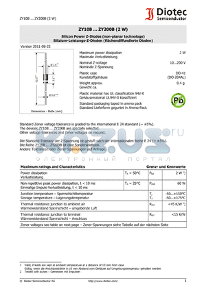 ZY27B datasheet - Silicon Power Z-Diodes (non-planar technology)