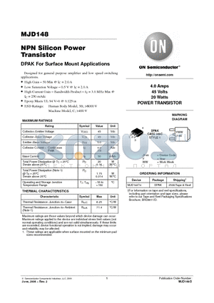 MJD148 datasheet - NPN Silicon Power Transistor