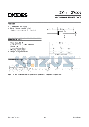 ZY27 datasheet - SILICON POWER ZENER DIODE