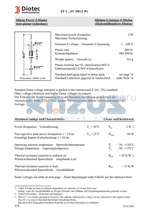 ZY27 datasheet - Silicon-Power-Z-Diodes (non-planar technology)